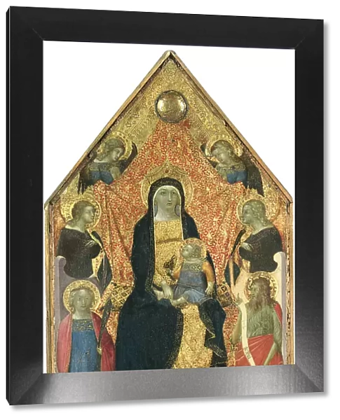 The Virgin and Child enthroned between four Angels and Saints. Artist: Bulgarini, Bartolomeo (ca. 1300  /  10-1378)