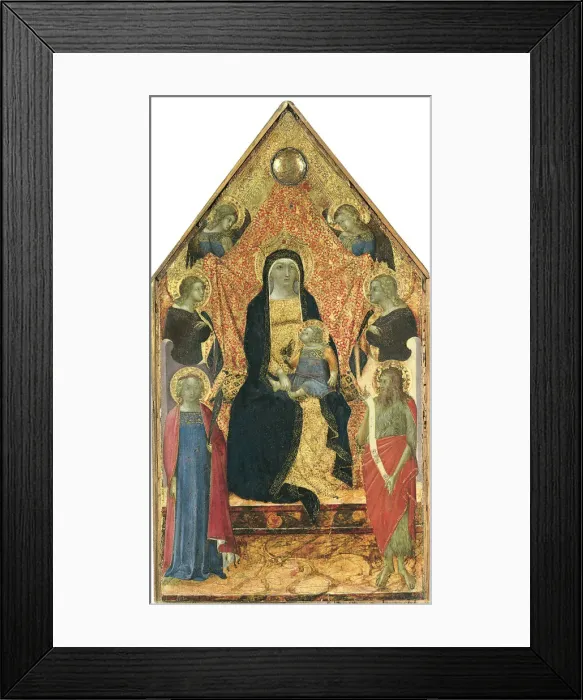 Framed Print : The Virgin and Child enthroned between four Angels and Saints. Artist: Bulgarini, Bartolomeo (ca. 1300 / 10-1378) Framed Print : The Virgin and Child enthroned between four Angels and Saints. Artist: Bulgarini, Bartolomeo (ca. 1300 / 10-1378)