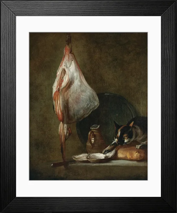 Framed Print : Still Life With Cat and Rayfish. Artist: Chardin, Jean-Baptiste Simeon (1699-1779) Framed Print : Still Life With Cat and Rayfish. Artist: Chardin, Jean-Baptiste Simeon (1699-1779)