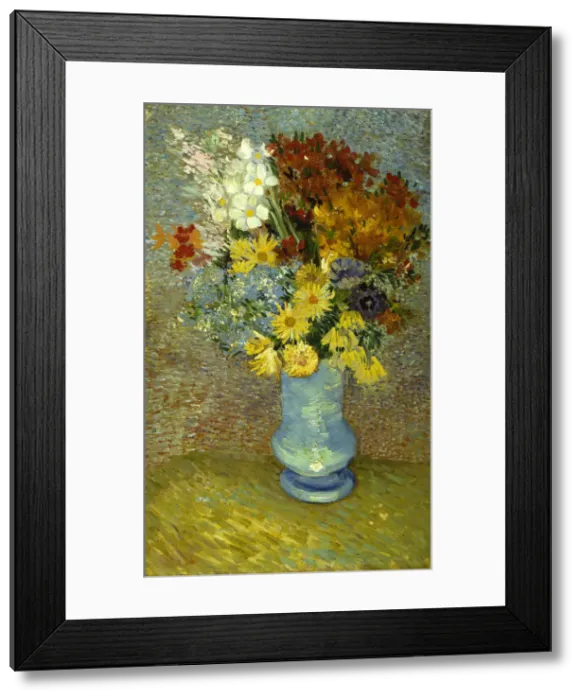 Framed Print : Flowers in a blue vase. Artist: Gogh, Vincent, van (1853-1890) Framed Print : Flowers in a blue vase. Artist: Gogh, Vincent, van (1853-1890)