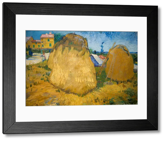 Framed Print : Wheat Stacks in Provence. Artist: Gogh, Vincent, van (1853-1890) Framed Print : Wheat Stacks in Provence. Artist: Gogh, Vincent, van (1853-1890)