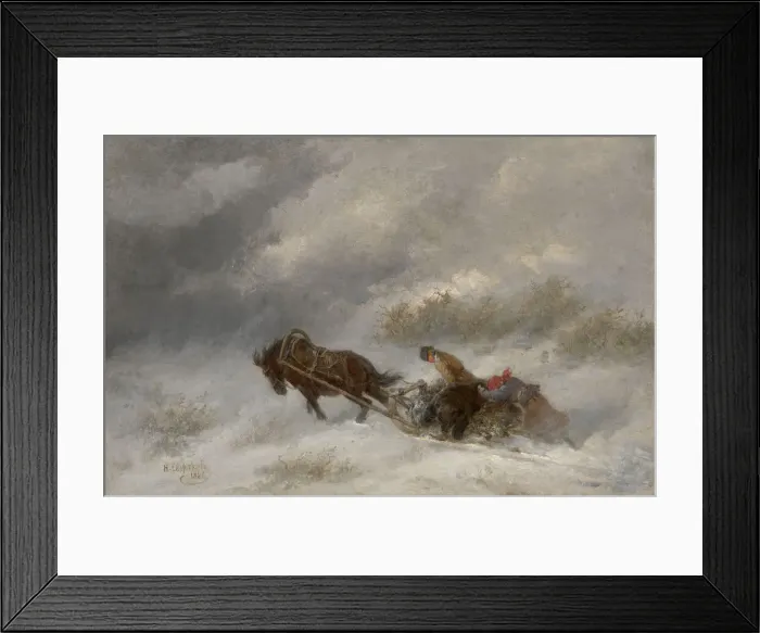 Framed Print : Bear Hunters in the Blizzard. Artist: Sverchkov, Nikolai Yegorovich (1817-1898) Framed Print : Bear Hunters in the Blizzard. Artist: Sverchkov, Nikolai Yegorovich (1817-1898)