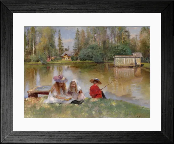 Framed Print : Children by the Lake. Artist: Makovsky, Konstantin Yegorovich (1839-1915) Framed Print : Children by the Lake. Artist: Makovsky, Konstantin Yegorovich (1839-1915)