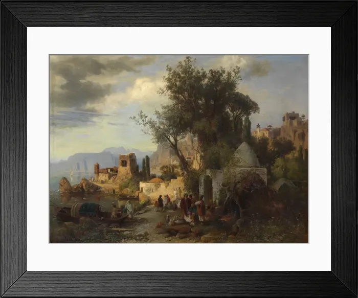 Framed Print : Evening by the Kura River near Tiflis. Artist: Franken, Paul von (1818-1884) Framed Print : Evening by the Kura River near Tiflis. Artist: Franken, Paul von (1818-1884)