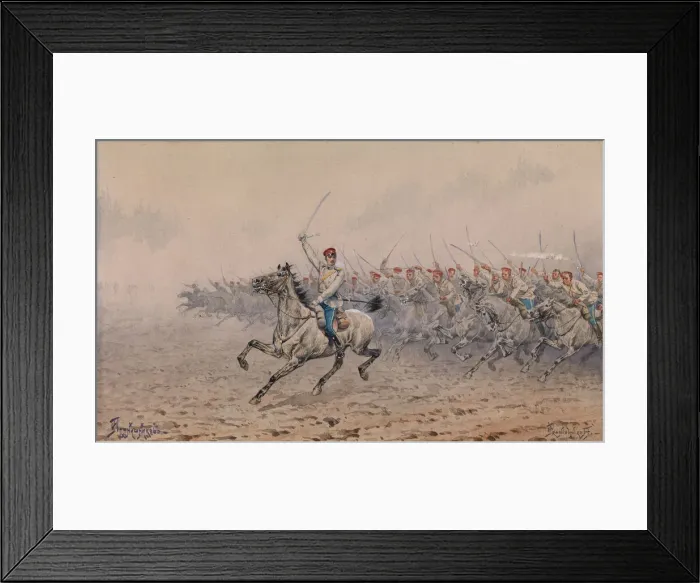 Framed Print : Charge of the Cavalry. Artist: Pryanishnikov, Ivan Petrovich (1841-1909) Framed Print : Charge of the Cavalry. Artist: Pryanishnikov, Ivan Petrovich (1841-1909)