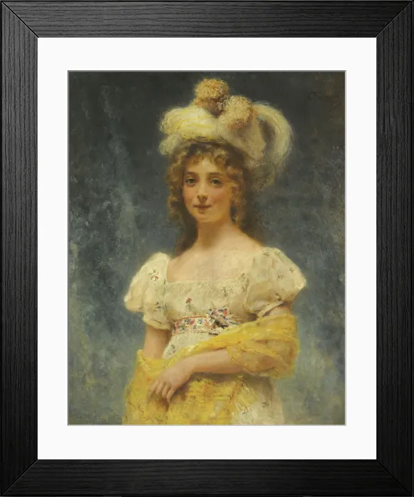 Framed Print : Portrait of a Lady in a Yellow Shawl. Artist: Makovsky, Konstantin Yegorovich (1839-1915) Framed Print : Portrait of a Lady in a Yellow Shawl. Artist: Makovsky, Konstantin Yegorovich (1839-1915)