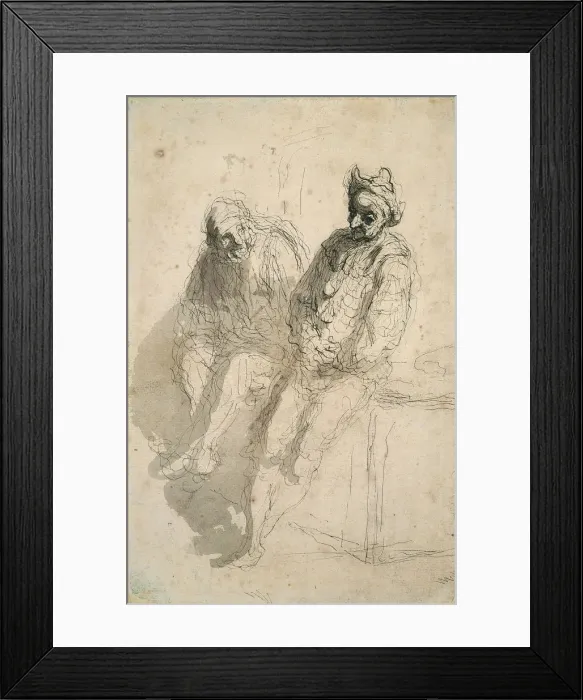 Framed Print : Two Saltimbanques (Deux saltimbanques). Artist: Daumier, Honore (1808-1879) Framed Print : Two Saltimbanques (Deux saltimbanques). Artist: Daumier, Honore (1808-1879)