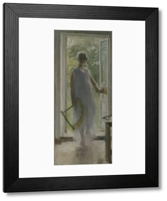 Framed Print : A Girl on the Doorstep. Artist: Korovin, Konstantin Alexeyevich (1861-1939) Framed Print : A Girl on the Doorstep. Artist: Korovin, Konstantin Alexeyevich (1861-1939)