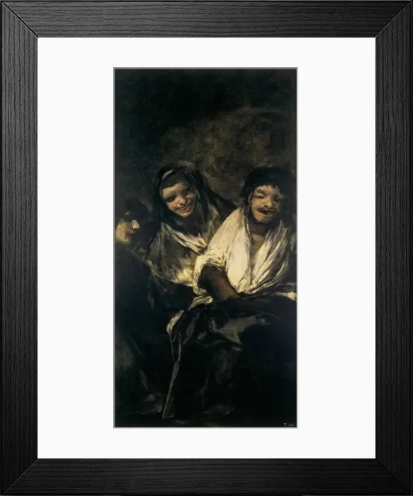Framed Print : Man Mocked by Two Women (Women Laughing or The Ministration). Artist: Goya, Francisco, de (1746-1828) Framed Print : Man Mocked by Two Women (Women Laughing or The Ministration). Artist: Goya, Francisco, de (1746-1828)