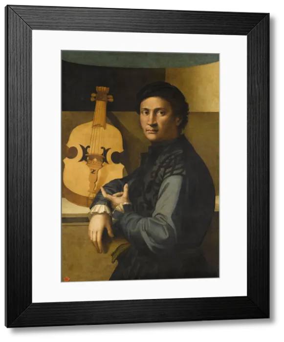 Framed Print : Portrait of a viola player. Artist: Zacchia, Paolo, the Elder (1490-1561) Framed Print : Portrait of a viola player. Artist: Zacchia, Paolo, the Elder (1490-1561)