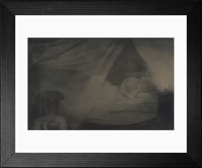 Framed Print : In the bed-room. Illustration for the poem Count Nulin by A. Pushkin. Artist: Somov, Konstantin Andreyevich (1869-1939)