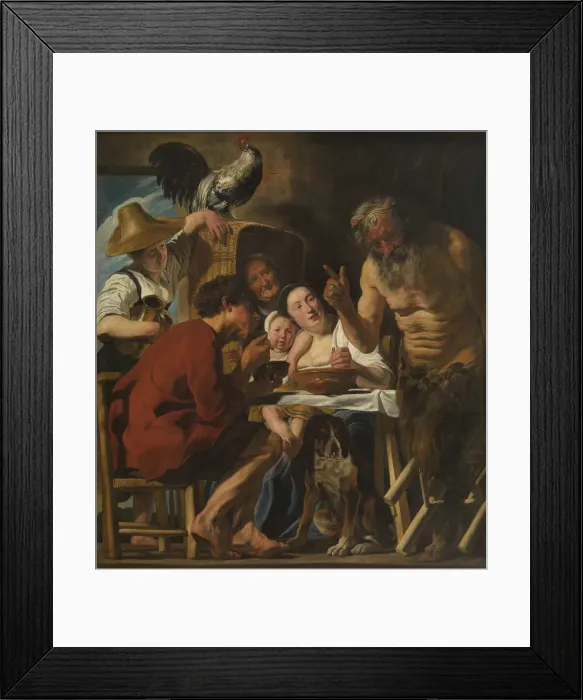 Framed Print : Satyr and peasant family. Artist: Jordaens, Jacob (1593-1678) Framed Print : Satyr and peasant family. Artist: Jordaens, Jacob (1593-1678)
