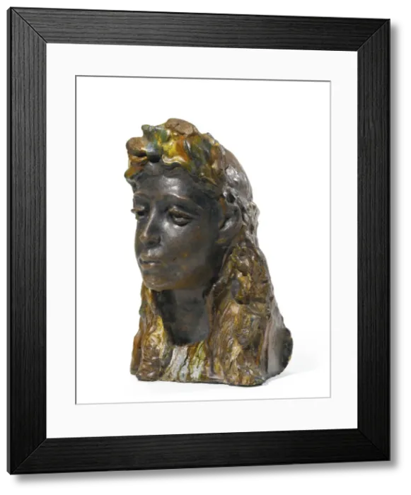 Framed Print : Girl with a wreath, 1898-1900. Artist: Vrubel, Mikhail Alexandrovich (1856-1910) Framed Print : Girl with a wreath, 1898-1900. Artist: Vrubel, Mikhail Alexandrovich (1856-1910)