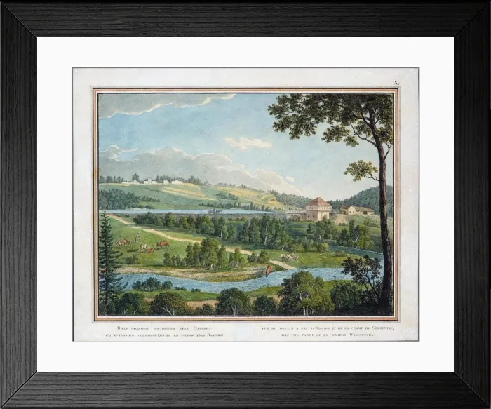 Framed Print : View of the Watermill in the Estate of Olgovo near Moscow, Mid of the 19th cen. Artist: Anonymous