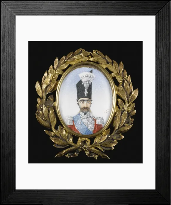 Framed Print : Portrait of Naser al-Din Shah Qajar (1831-1896), ca 1855. Artist: Abu l Hasan Khan Ghaffari (1814-1866) Framed Print : Portrait of Naser al-Din Shah Qajar (1831-1896), ca 1855. Artist: Abu l Hasan Khan Ghaffari (1814-1866)