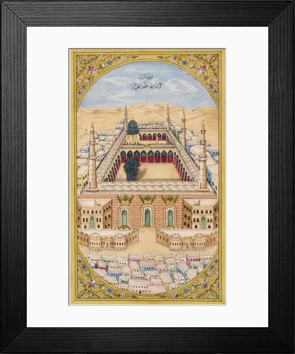 Framed Print : The Prophets Mosque in Medina, c. 1880. Artist: Mussawar, Fateh Muhammad (active ca 1880) Framed Print : The Prophets Mosque in Medina, c. 1880. Artist: Mussawar, Fateh Muhammad (active ca 1880)
