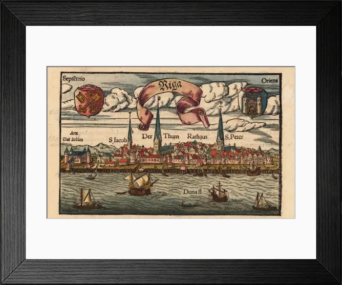 Framed Print : Riga (From the Cosmographia), ca 1568. Artist: Munster, Sebastian (1488-1552) Framed Print : Riga (From the Cosmographia), ca 1568. Artist: Munster, Sebastian (1488-1552)