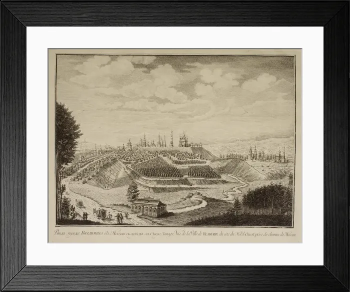 Framed Print : View of the Vladimir Town, 1769. Artist: Makhaev, Mikhail Ivanovich (1718-1770) Framed Print : View of the Vladimir Town, 1769. Artist: Makhaev, Mikhail Ivanovich (1718-1770)