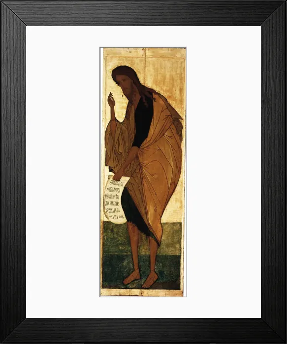 Framed Print : Saint John the Baptist, ca 1408. Artist: Rublev, Andrei (1360  /  70-1430)