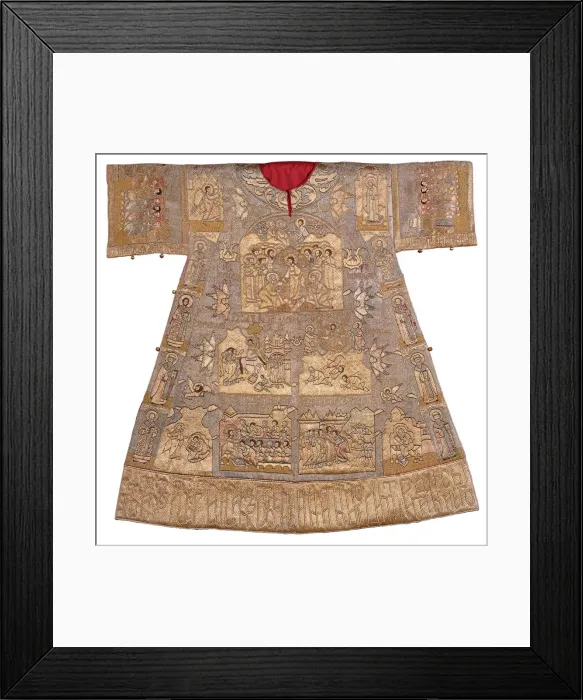 Framed Print : The Sakkos of Iona III Sysoevich, Metropolitan of Rostov, 1665. Artist: Workshop of Anna Ivanovna Stroganova Framed Print : The Sakkos of Iona III Sysoevich, Metropolitan of Rostov, 1665. Artist: Workshop of Anna Ivanovna Stroganova