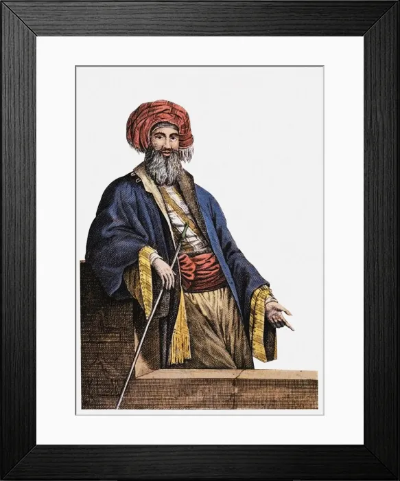 Framed Print : Giovanni Battista Belzoni (1778-1823) Frontispiece from Viaggi in Egitto ed in Nubia, 1825. Artist: Anonymous Framed Print : Giovanni Battista Belzoni (1778-1823) Frontispiece from Viaggi in Egitto ed in Nubia, 1825. Artist: Anonymous