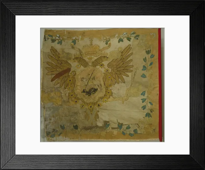 Framed Print : Saint George Flag of the Infantry Regiment at the Time of Anna Ioannovna, 1730s. Artist: Flags, Banners and Standards Framed Print : Saint George Flag of the Infantry Regiment at the Time of Anna Ioannovna, 1730s. Artist: Flags, Banners and Standards
