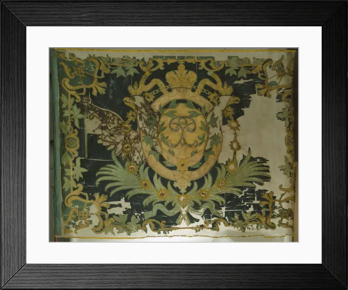 Framed Print : Saint George Flag of the Infantry Regiment, 1762. Artist: Flags, Banners and Standards