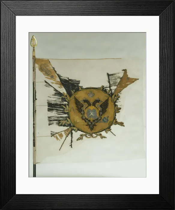 Framed Print : Saint George Flag of the Infantry Regiment at the Time of Catherine II, Mid of the 18th cen. Artist: Flags, Banners and Standards Framed Print : Saint George Flag of the Infantry Regiment at the Time of Catherine II, Mid of the 18th cen. Artist: Flags, Banners and Standards