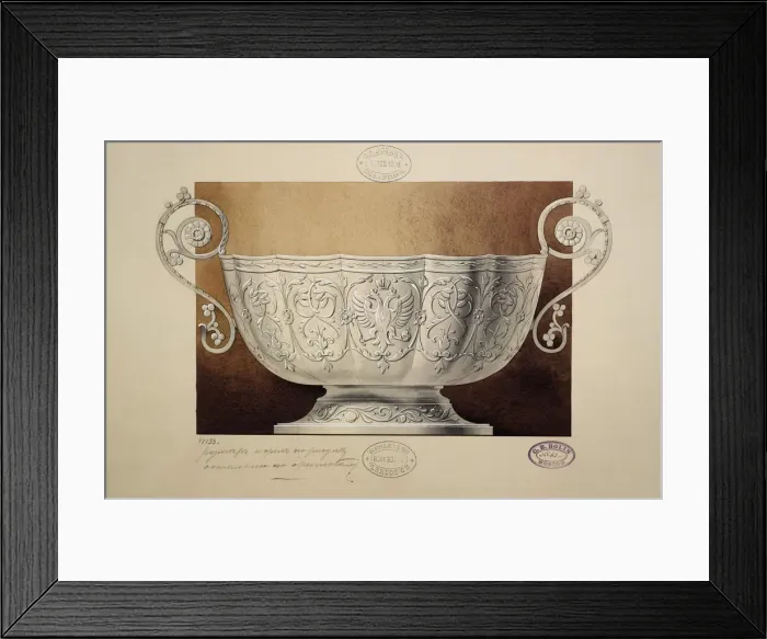 Framed Print : Design of a Bowl Decorated with the Double-Headed Eagle. (Series The Dowry of Grand Princess Maria Artist: Carl Edvard Bolin company Framed Print : Design of a Bowl Decorated with the Double-Headed Eagle. (Series The Dowry of Grand Princess Maria Artist: Carl Edvard Bolin company