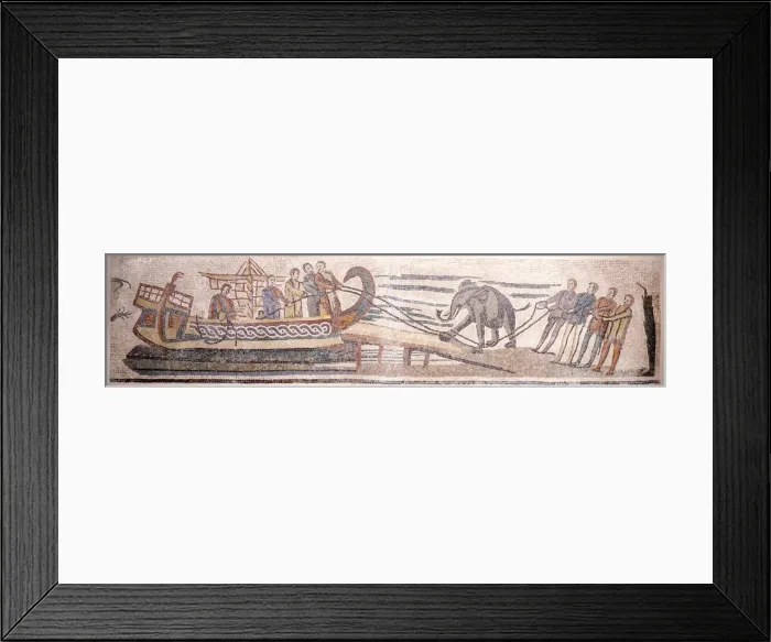 Framed Print : Boarding an elephant on a ship. Artist: Classical Antiquities Framed Print : Boarding an elephant on a ship. Artist: Classical Antiquities