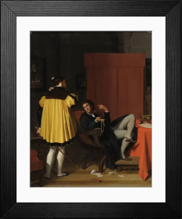 Framed Print : Aretino and the Envoy of Charles V. Artist: Ingres, Jean Auguste Dominique (1780-1867) Framed Print : Aretino and the Envoy of Charles V. Artist: Ingres, Jean Auguste Dominique (1780-1867)