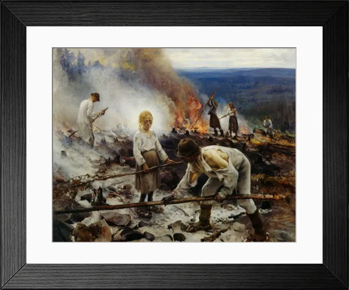 Framed Print : Under the Yoke (Burning the Brushwood). Artist: Jarnefelt, Eero (1863-1937) Framed Print : Under the Yoke (Burning the Brushwood). Artist: Jarnefelt, Eero (1863-1937)