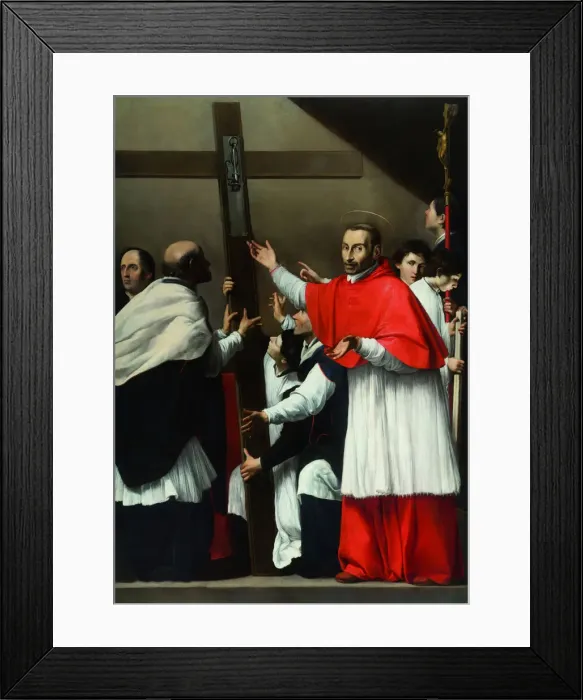 Framed Print : The Exaltation of the Holy Nail with Saint Charles Borromeo. Artist: Saraceni, Carlo (1579-1620) Framed Print : The Exaltation of the Holy Nail with Saint Charles Borromeo. Artist: Saraceni, Carlo (1579-1620)