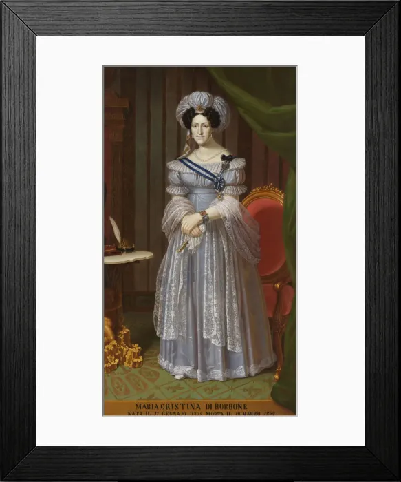 Framed Print : Maria Cristina of Naples and Sicily (1779-1849), Queen of Sardinia. Artist: Anonymous Framed Print : Maria Cristina of Naples and Sicily (1779-1849), Queen of Sardinia. Artist: Anonymous