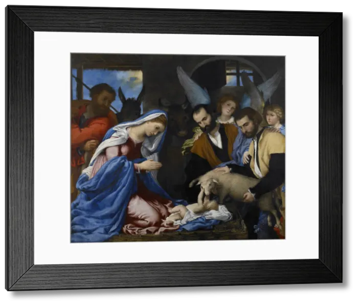 Framed Print : The Adoration of the Shepherds. Artist: Lotto, Lorenzo (1480-1556) Framed Print : The Adoration of the Shepherds. Artist: Lotto, Lorenzo (1480-1556)