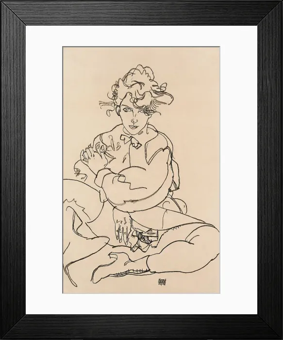 Framed Print : Girl sitting with spread legs, 1918. Artist: Schiele, Egon (1890?1918) Framed Print : Girl sitting with spread legs, 1918. Artist: Schiele, Egon (1890?1918)