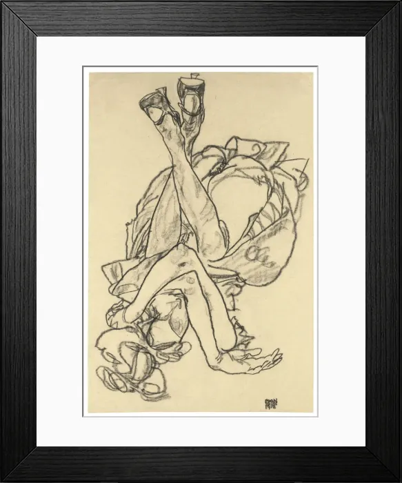 Framed Print : Girl lying on her back with crossed arms and legs, 1918. Artist: Schiele, Egon (1890?1918) Framed Print : Girl lying on her back with crossed arms and legs, 1918. Artist: Schiele, Egon (1890?1918)