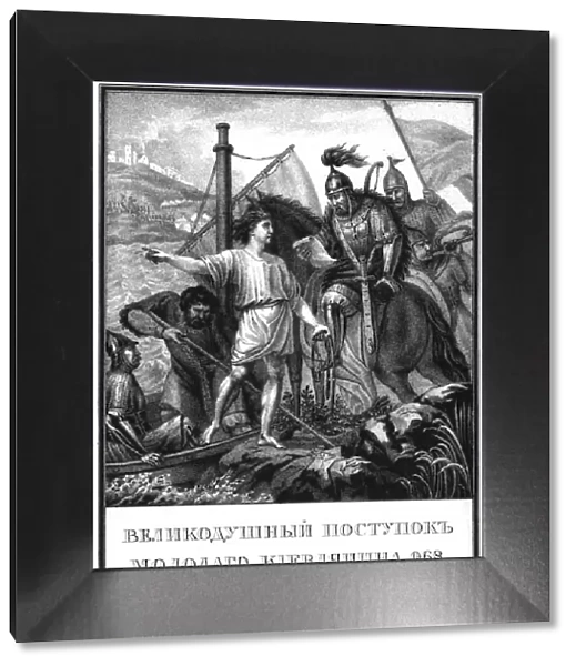 The heroic deed of a young Man in Kiev in 968 (From Illustrated Karamzin), 1836. Artist: Chorikov, Boris Artemyevich (1802-1866)