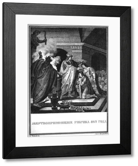 Framed Print : Prince Ruriks sacrifice. 862 (From Illustrated Karamzin), 1836. Artist: Chorikov, Boris Artemyevich (1802-1866) Framed Print : Prince Ruriks sacrifice. 862 (From Illustrated Karamzin), 1836. Artist: Chorikov, Boris Artemyevich (1802-1866)