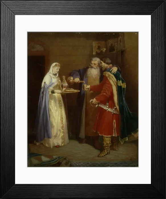 Framed Print : Boyars welcome (Prince Serebrenni visiting Boyar Morozov), 1865. Artist: Schwarz, Vyacheslav Grigoryevich (1838-1869) Framed Print : Boyars welcome (Prince Serebrenni visiting Boyar Morozov), 1865. Artist: Schwarz, Vyacheslav Grigoryevich (1838-1869)