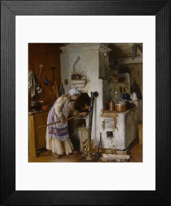 Framed Print : A new home dare. At the Stove, 1918. Artist: Makovsky, Alexander Vladimirovich (1869-1924) Framed Print : A new home dare. At the Stove, 1918. Artist: Makovsky, Alexander Vladimirovich (1869-1924)
