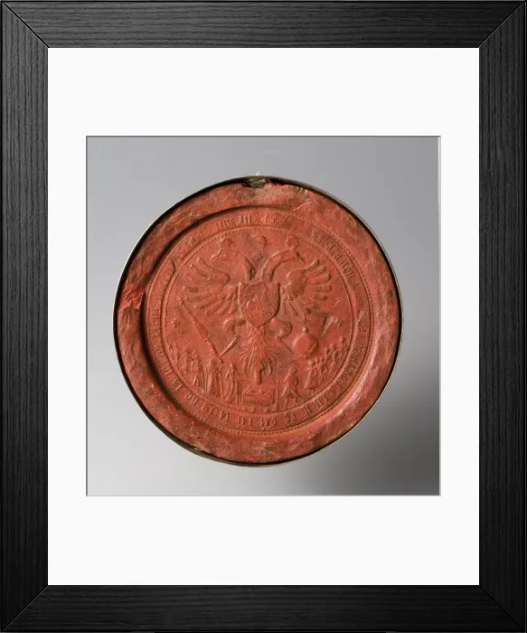 Framed Print : Seal of the Tsars Ivan Alexeyevich and Pyotr Alexeyevich of Russia, End of 17th cen. Artist: Historic Object Framed Print : Seal of the Tsars Ivan Alexeyevich and Pyotr Alexeyevich of Russia, End of 17th cen. Artist: Historic Object