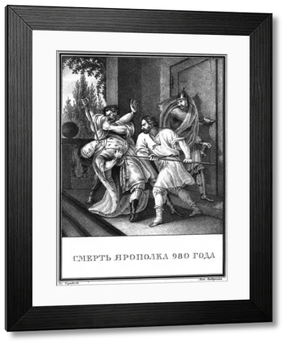 Framed Print : The Death of Yaropolk Svyatoslavich. 980 (From Illustrated Karamzin), 1836. Artist: Chorikov, Boris Artemyevich (1802-1866) Framed Print : The Death of Yaropolk Svyatoslavich. 980 (From Illustrated Karamzin), 1836. Artist: Chorikov, Boris Artemyevich (1802-1866)