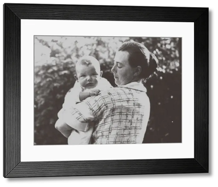 Framed Print : Hilde Mangold (1898-1924) with her baby, 1924. Artist: Anonymous Framed Print : Hilde Mangold (1898-1924) with her baby, 1924. Artist: Anonymous