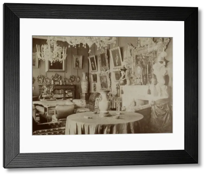 Framed Print : The living room at the Pyotr Durnovo Dacha in Petersburg, 1880s. Artist: Durnovo, Pyotr Pavlovich (1835-1918) Framed Print : The living room at the Pyotr Durnovo Dacha in Petersburg, 1880s. Artist: Durnovo, Pyotr Pavlovich (1835-1918)