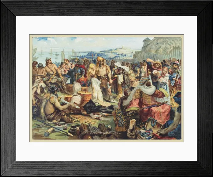 Framed Print : Trade in an Early East Slavic State, 19th century. Artist: Anonymous Framed Print : Trade in an Early East Slavic State, 19th century. Artist: Anonymous