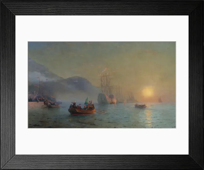 Framed Print : Christopher Columbus sailing from Palos, 1892. Artist: Aivazovsky, Ivan Konstantinovich (1817-1900) Framed Print : Christopher Columbus sailing from Palos, 1892. Artist: Aivazovsky, Ivan Konstantinovich (1817-1900)
