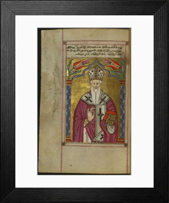 Framed Print : Saint Gregory the Illuminator (From: Hymnal manuscript, Constantinople), 1678. Artist: Anonymous Framed Print : Saint Gregory the Illuminator (From: Hymnal manuscript, Constantinople), 1678. Artist: Anonymous