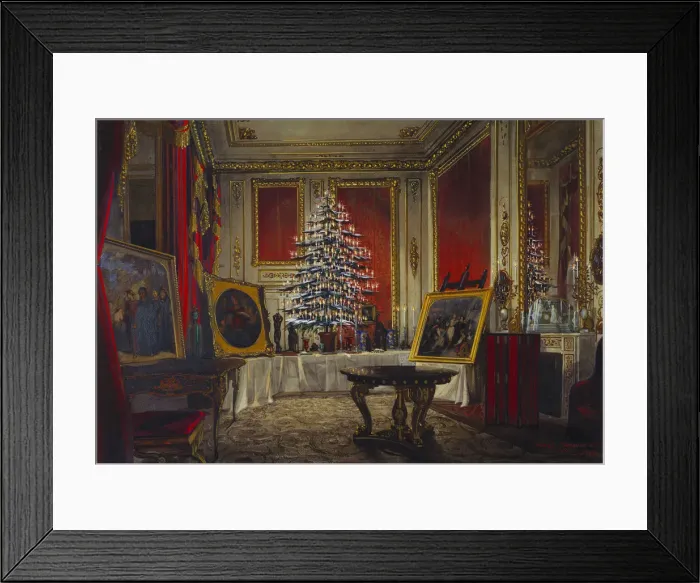 Framed Print : Queen Victorias Christmas Tree, 1850. Artist: Roberts, James (1824-1867) Framed Print : Queen Victorias Christmas Tree, 1850. Artist: Roberts, James (1824-1867)