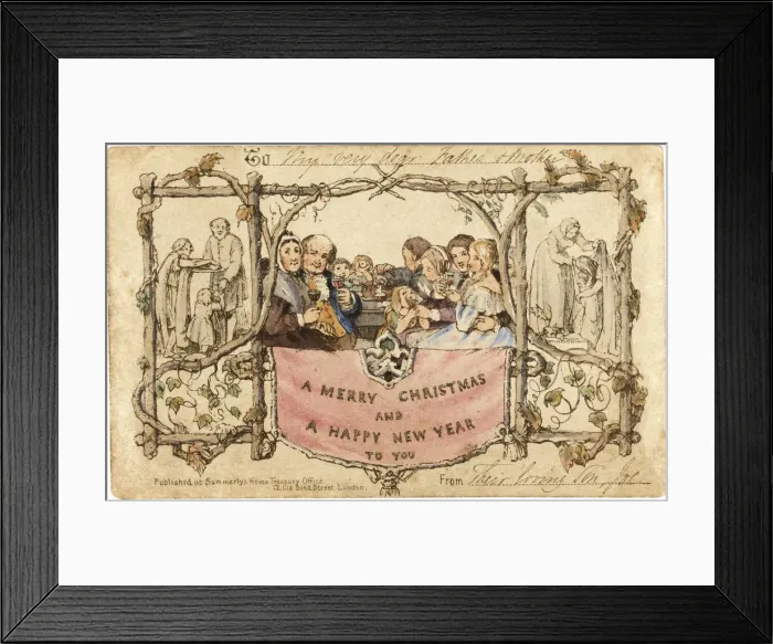 Framed Print : The first Christmas card, 1843. Artist: Horsley, John Callcott (1817-1903) Framed Print : The first Christmas card, 1843. Artist: Horsley, John Callcott (1817-1903)